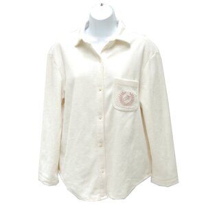 Victoria's Secret PINK Women's Fleece Shacket Shirt Jacket, Creamer, S Small